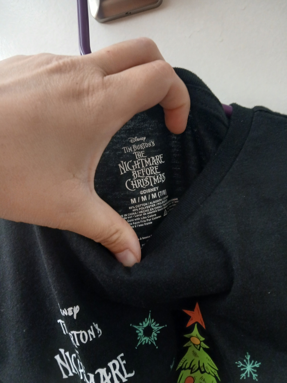 Disney The Nightmare Before Christmas Black Graphic Tee with Holiday Print